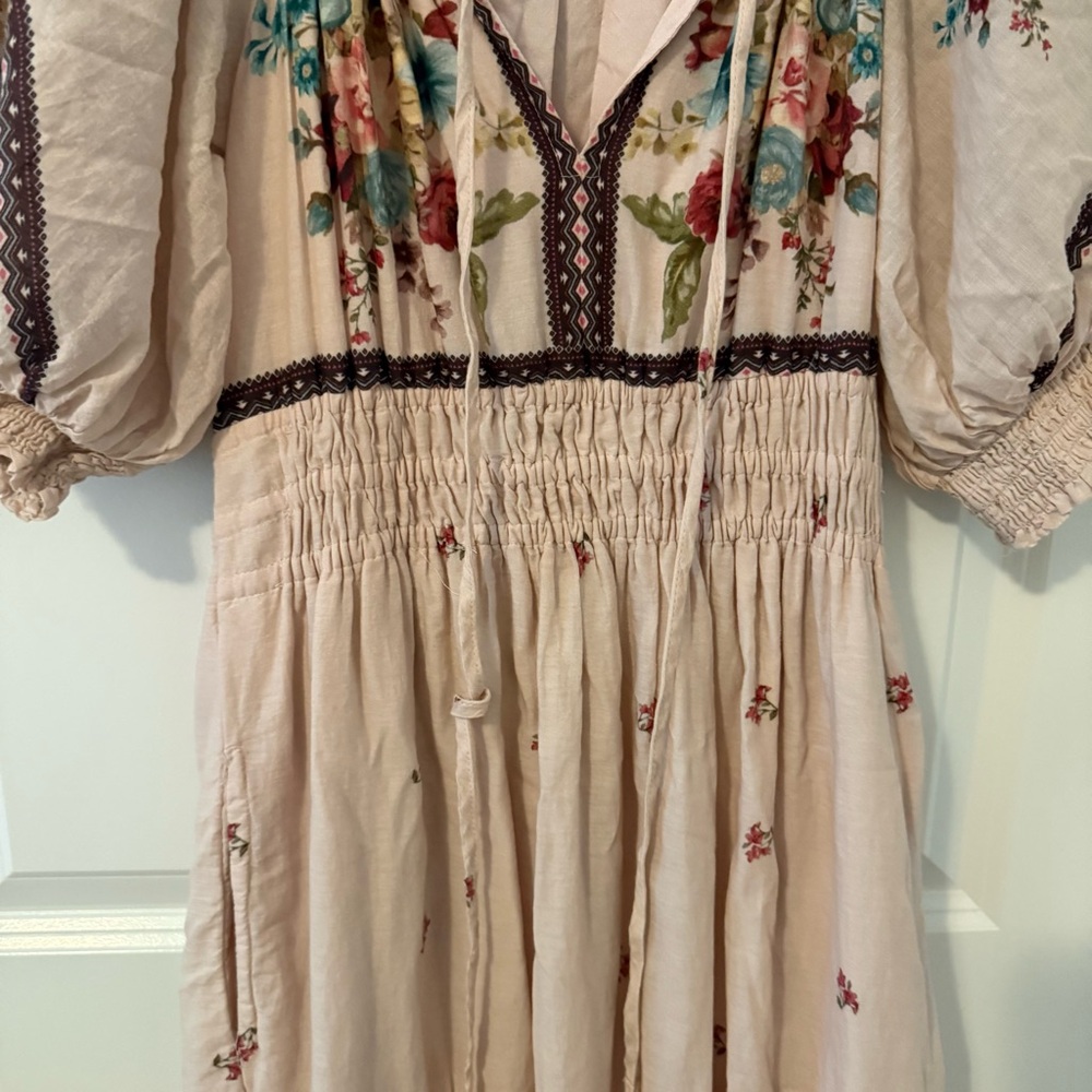 Anthropologie Somerset Puff sleeve blush pink maxi dress size S - Picture 6 of 11